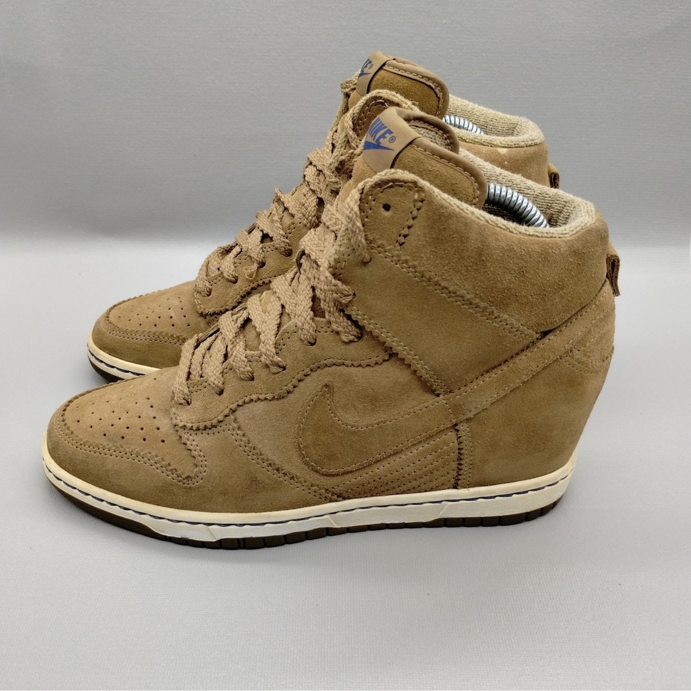 Nike Dunk Sky Hi Filbert Womens Wedge Shoes Size 9.5 Heels Sneakers‎ Tan Casual